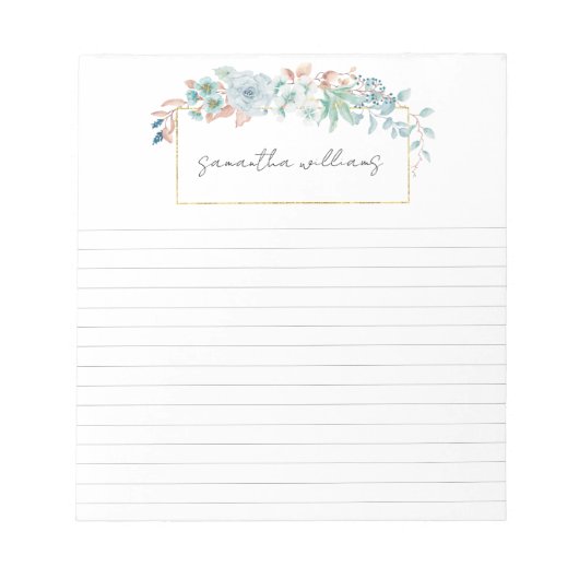 Hübscher Blumenrahmen Notizblock (Vorderseite)