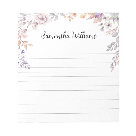 Hübscher Blumenrahmen Notizblock (Vorderseite)