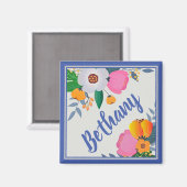 Hübscher Blumenrahmen Personalisiert Magnet (Vorderseite/Rückseite)