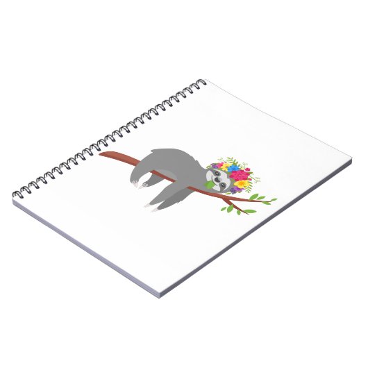 Hübscher BlumenSloth Notizblock (Linke Seite)