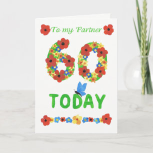 Hübscher Blumenstrauß 60. Geburtstag, für Partner Karte