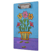 Hübscher Blumenstrauß-Blumen-Vasen-Volkskunst Klemmbrett (Links)