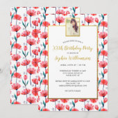 Hübscher Blumenstrauß, Ihr Foto, Geburtstagsparty Einladung (Vorne/Hinten)