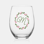 Hübscher Blumenstrauß mit Monogramm Weinglas Ohne Stiel (Vorderseite)