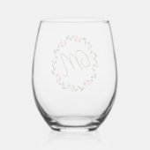 Hübscher Blumenstrauß mit Monogramm Weinglas Ohne Stiel (Rückseite)