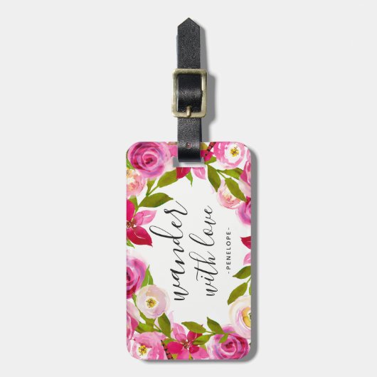 Hübscher Blumenwalder mit Liebe Gepäckträger Gepäckanhänger (Vorderseite vertikal)