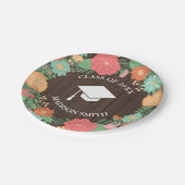 Hübscher Blumenwreath-u. Holz-Korn-Abschluss Pappteller (Schrägansicht)