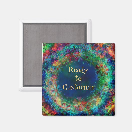 Hübscher Blumenzauber Personalisiert Blue Inspiriv Magnet (Vorderseite/Rückseite)