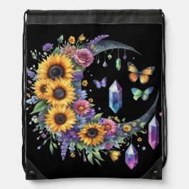 HÜBSCHER BLUMENZELLESTIALER HALBMOND MIT SONNENBLU SPORTBEUTEL
