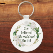 Hübscher Blumenzettel, von dem sie überzeugt war,  Schlüsselanhänger (Vorderseite)