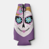 Hübscher Blumenzuckerschädel Lila Flaschenkühler (Rückseite)