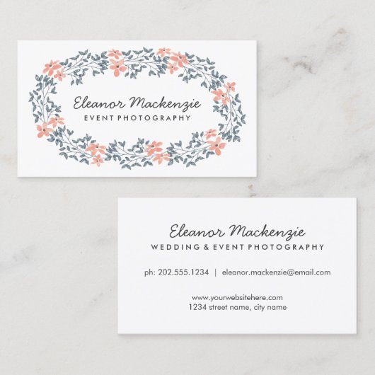 Hübscher BlumeWreath| Watercolor mit Blumen Visitenkarte (Vorne/Hinten)