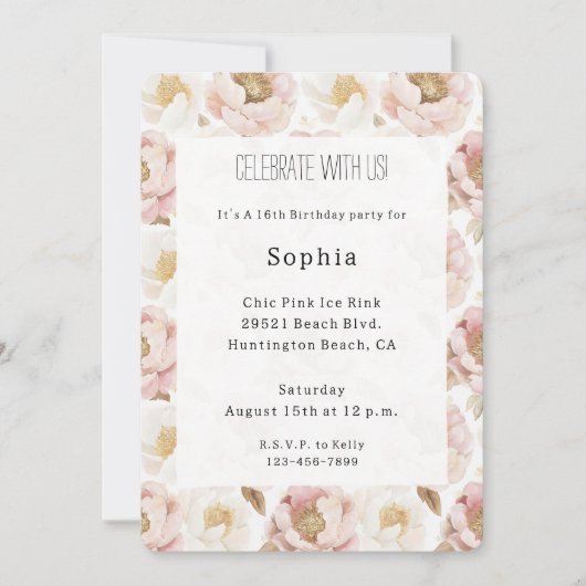 Hübscher Blütenrosa Einladung (Vorderseite)