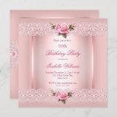 Hübscher Blütenrot Rosen Rosen Geburtstag Einladung (Vorne/Hinten)