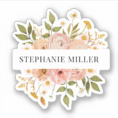 Hübscher böhmischer Blumenbezug oder Vorname Aufkleber (Vorderseite)