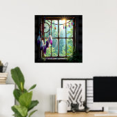 Hübscher Boho-L Traumfänger im Fenster Poster (Heimbüro)