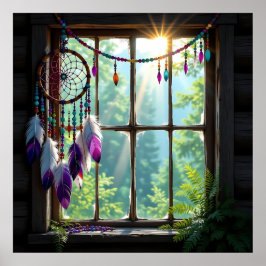 Hübscher Boho-L Traumfänger im Fenster Poster