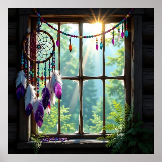 Hübscher Boho-L Traumfänger im Fenster Poster (Vorne)