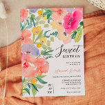 Hübscher bohoner Garten Blumenstrauß 16 Einladung<br><div class="desc">Helle,  fette boho Gartenblume Sweet 16 Geburtstagsparty Einladung,  mit handgemalten pfirsichfarbenen Rose,  roten Blume Aquarell,  grüne Eukalyptus und Grün und anderen niedlichen hübschen Gartengarten Blume mit einem modernen Drehbuch Schriftart Bürste. Ein Ausbruch von kühnen Farben und hübschen Blüten!</div>
