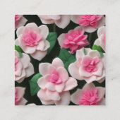 Hübscher bohrosa Blumengrün QR-Code Begleitkarte (Rückseite)