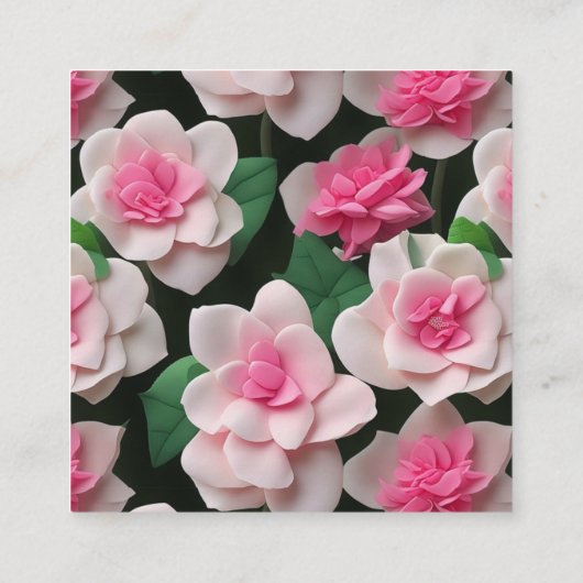 Hübscher bohrosa Blumengrün QR-Code Begleitkarte (Rückseite)