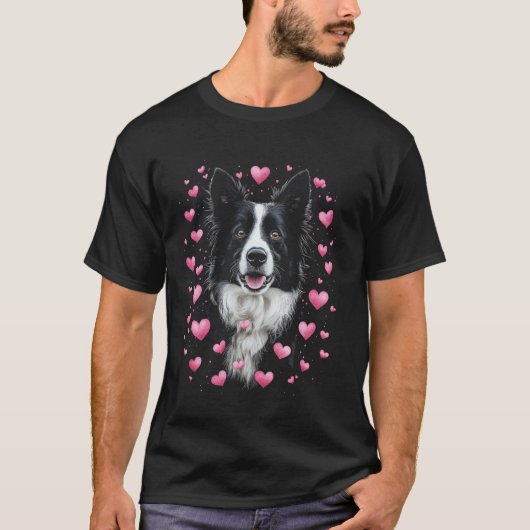 Hübscher Border Collie Hund T-Shirt (Vorderseite)