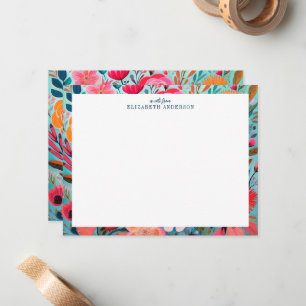 Hübscher botanischer girly floral Rahmen Mitteilungskarte
