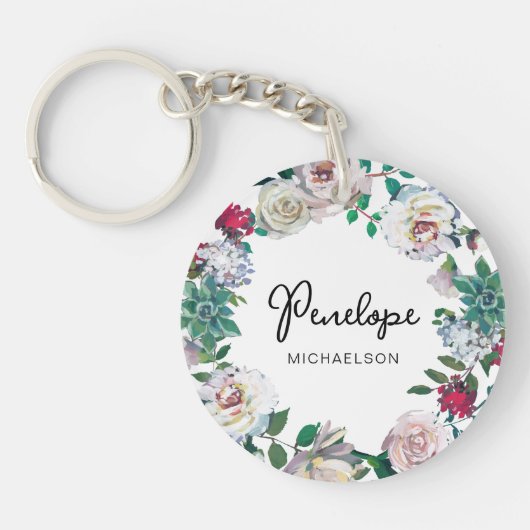 Hübscher Botanischer Sukkulärer Blumenstrauß mit N Schlüsselanhänger (Vorderseite)