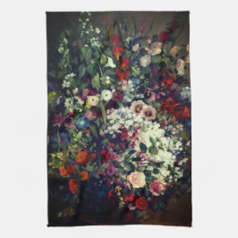 Hübscher Bouquet von Blume in einer Vase Geschirrtuch