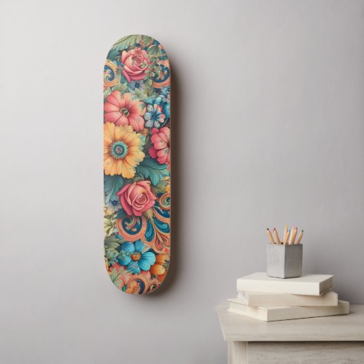 Hübscher Bouquet von Blume Skateboard (Wandkunst)