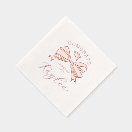 Hübscher Bow-Name in Script-Glückwünschen Grad Servietten Mit Folie (Rechts)