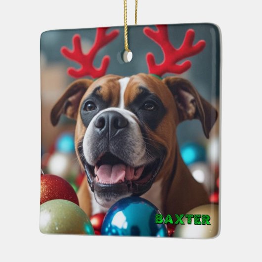 Hübscher Boxer Dog Personalisiert Keramikornament (Links)