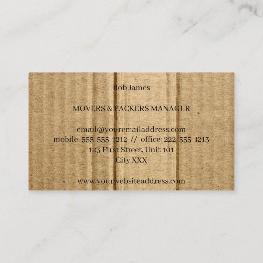 Hübscher brauner Karton Visitenkarte (Rückseite)