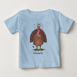 Hübscher, brauner Zuchttruthahn mit Fliegen Cartoo Baby T-shirt