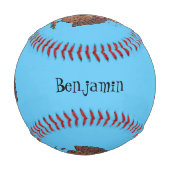 Hübscher, brauner Zuchttruthahn mit Fliegen Cartoo Baseball (Rückseite)