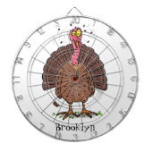 Hübscher, brauner Zuchttruthahn mit Fliegen Cartoo Dartscheibe (vorne)