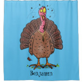 Hübscher, brauner Zuchttruthahn mit Fliegen Cartoo Duschvorhang (Vorderseite)