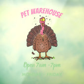 Hübscher, brauner Zuchttruthahn mit Fliegen Cartoo Fensteraufkleber (Blatt 3)