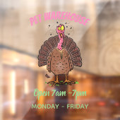 Hübscher, brauner Zuchttruthahn mit Fliegen Cartoo Fensteraufkleber (Blatt 2)