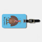 Hübscher, brauner Zuchttruthahn mit Fliegen Cartoo Gepäckanhänger (Vorderseite horizontal)