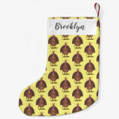 Hübscher, brauner Zuchttruthahn mit Fliegen Cartoo Kleiner Weihnachtsstrumpf (Rückseite)