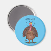 Hübscher, brauner Zuchttruthahn mit Fliegen Cartoo Magnet (Vorderseite/Rückseite)