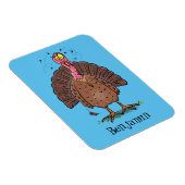 Hübscher, brauner Zuchttruthahn mit Fliegen Cartoo Magnet (Rechte Seite)