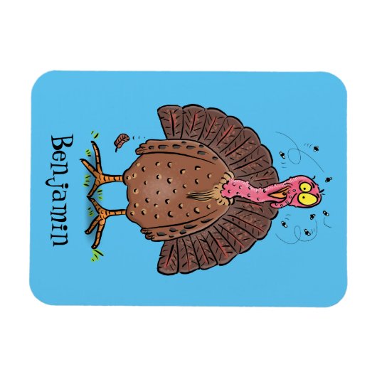 Hübscher, brauner Zuchttruthahn mit Fliegen Cartoo Magnet (Horizontal)