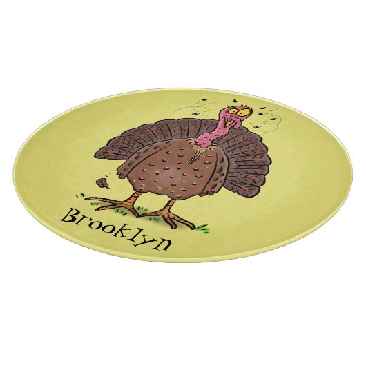 Hübscher, brauner Zuchttruthahn mit Fliegen Cartoo Schneidebrett (Ecke)