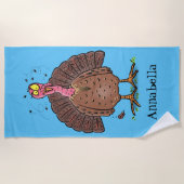 Hübscher, brauner Zuchttruthahn mit Fliegen Cartoo Strandtuch (Vorderseite)
