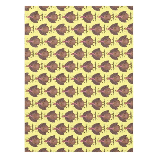 Hübscher, brauner Zuchttruthahn mit Fliegen Cartoo Tischdecke (Vorderseite)