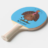 Hübscher, brauner Zuchttruthahn mit Fliegen Cartoo Tischtennis Schläger (Vorderseite)