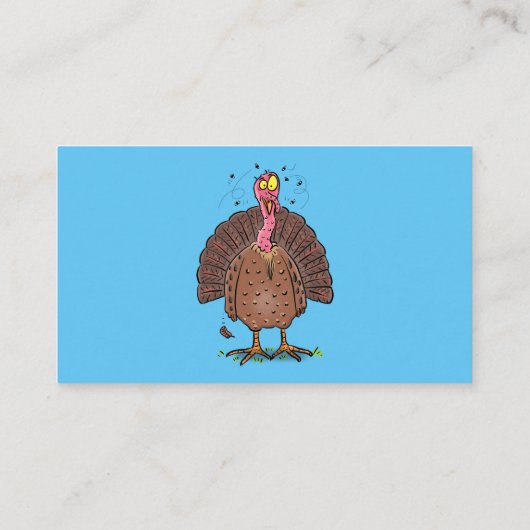 Hübscher, brauner Zuchttruthahn mit Fliegen Cartoo Visitenkarte (Rückseite)
