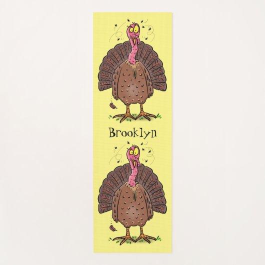 Hübscher, brauner Zuchttruthahn mit Fliegen Cartoo Yogamatte (Vorderseite)